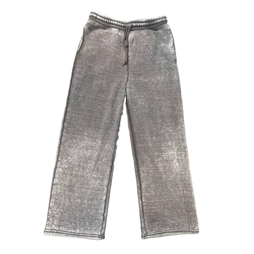Reflex Sweatpants Gray Wide Leg MEDIUM Elastic Drawstring Pockets Acid Wash Look